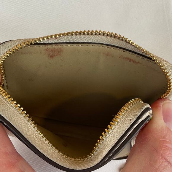 Coach Women's Zip Around Wallet/Coin Purse, Cream - about 4 x 3 x 1 inches - Picture 3 of 6
